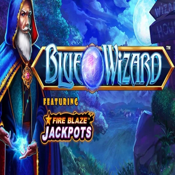 Blue Wizard Fire Blaze Jackpots slot visual from Rarestone Gaming available on spin-star-casino.nl
